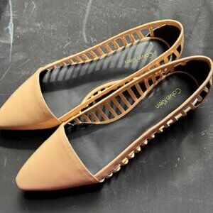 Calvin Klein Elouise Patent Sandstorm color flats Size 10M but size 9.5 will fit
